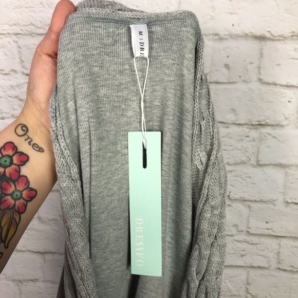 Dressfo Gray CableKnit Sharkbite Open Cardigan M - Picture 5 of 6